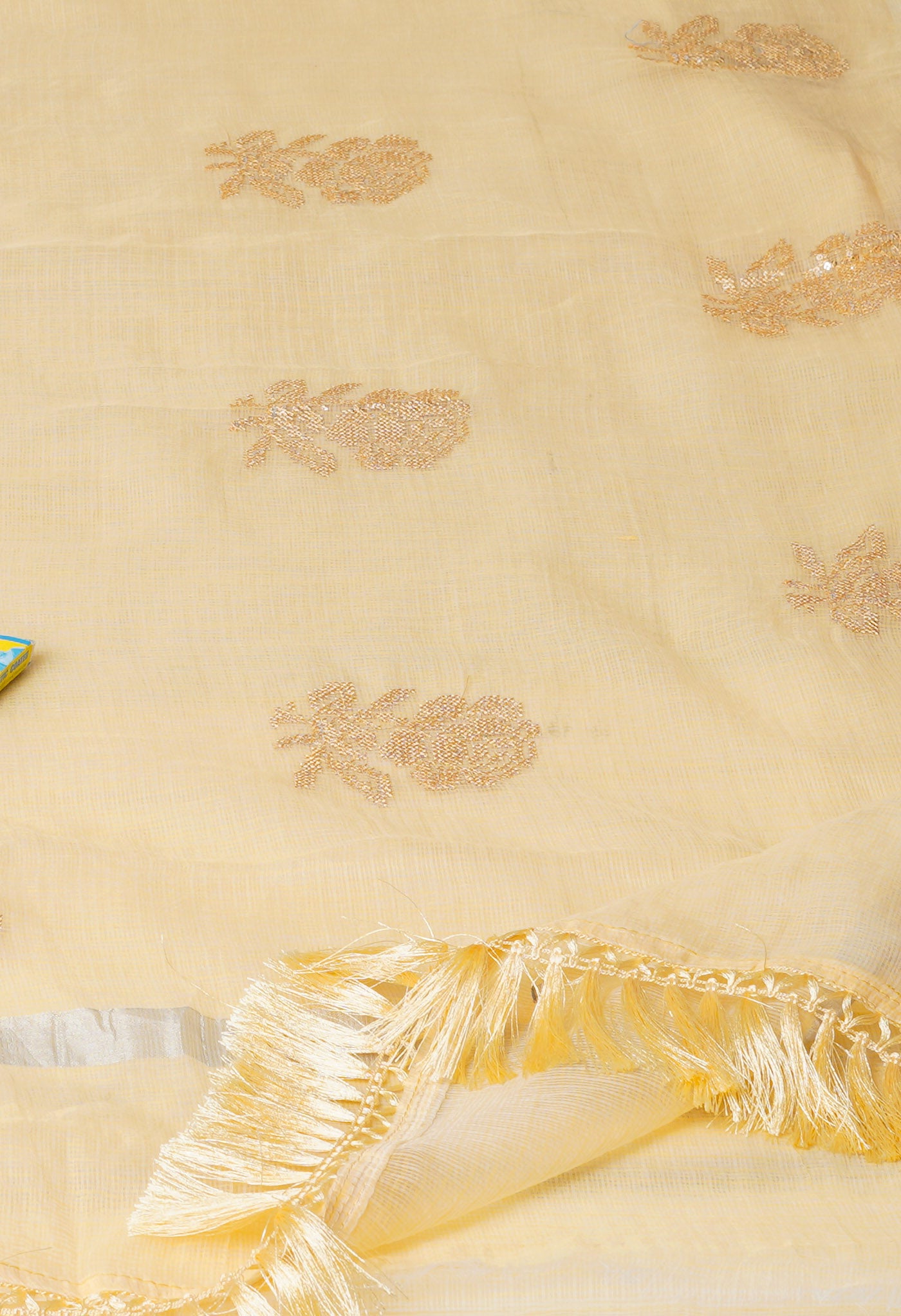 Yellow Pure Sequence Embroidery Kota Cotton Saree