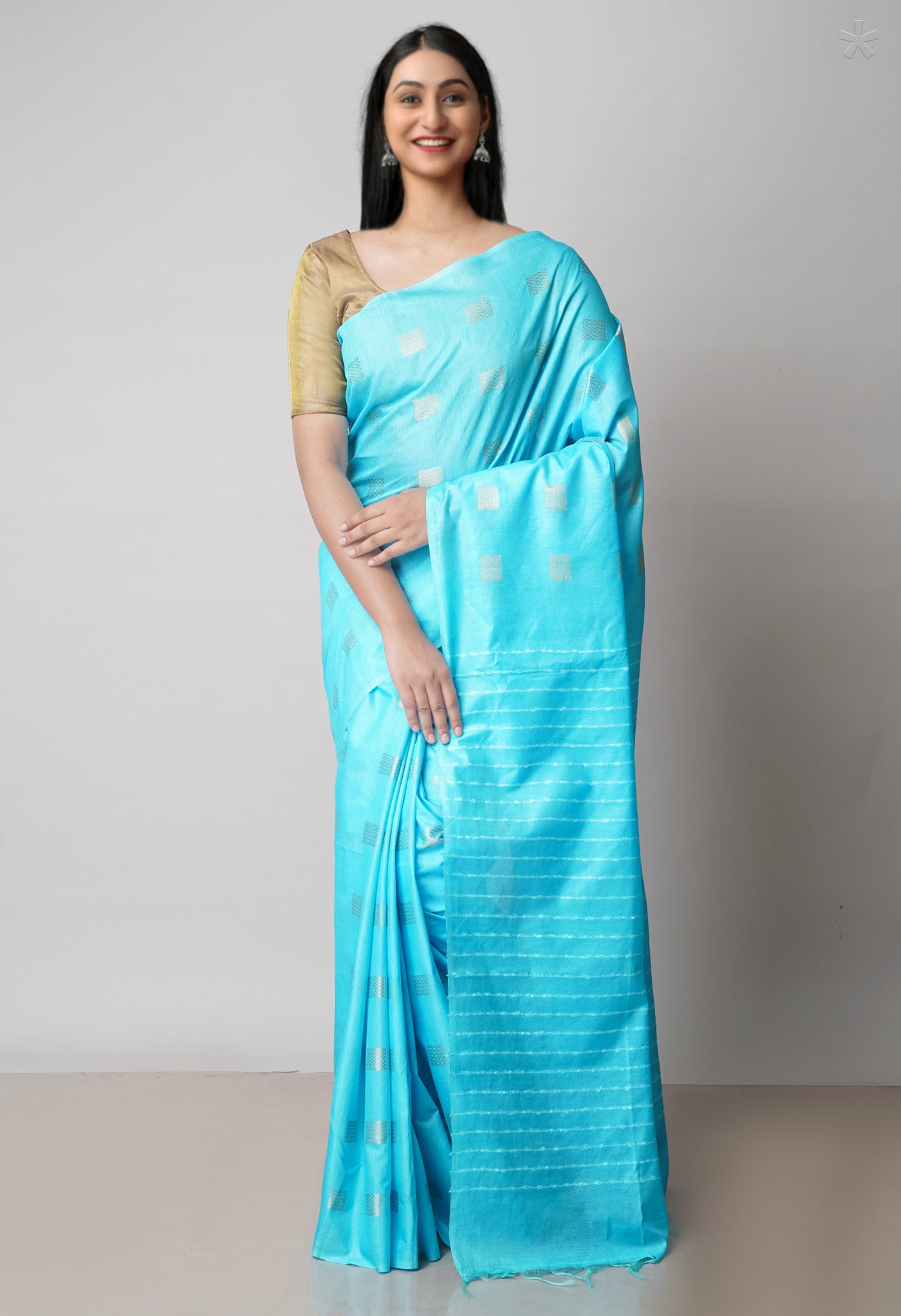 Sky Blue  Chanderi Sico Saree-UNM71638