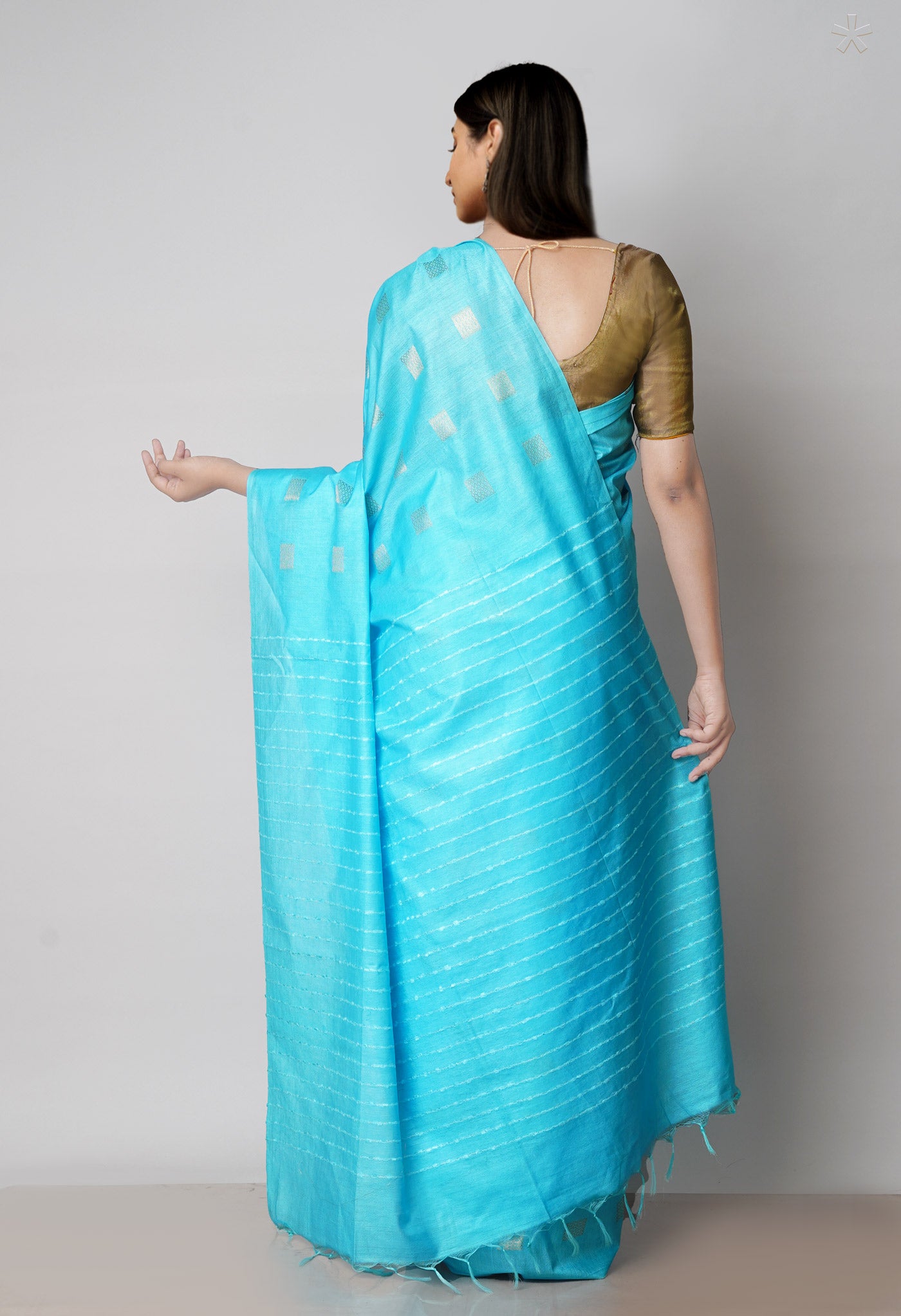 Sky Blue  Chanderi Sico Saree-UNM71638