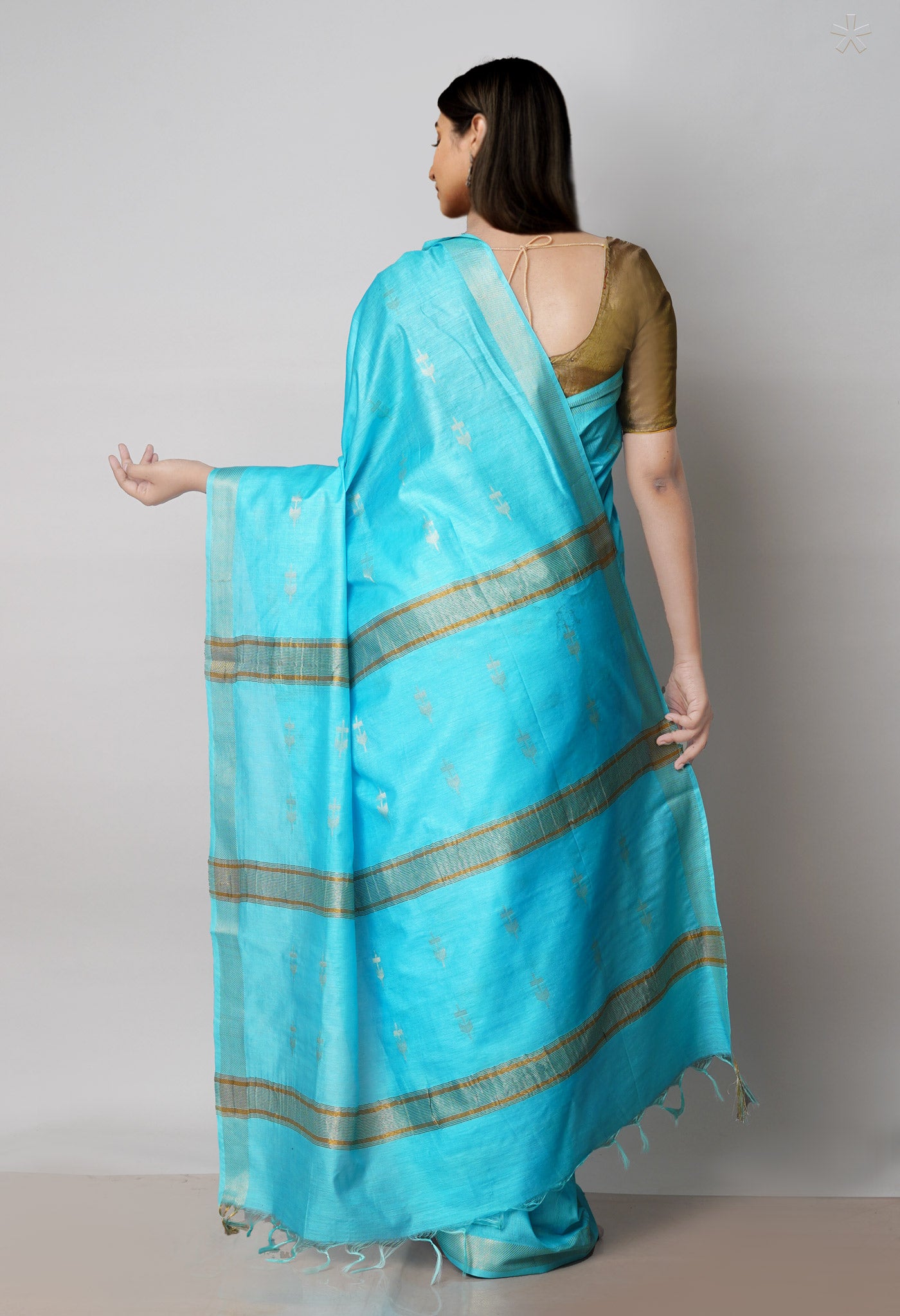 Sky Blue  Chanderi Sico Saree-UNM71642