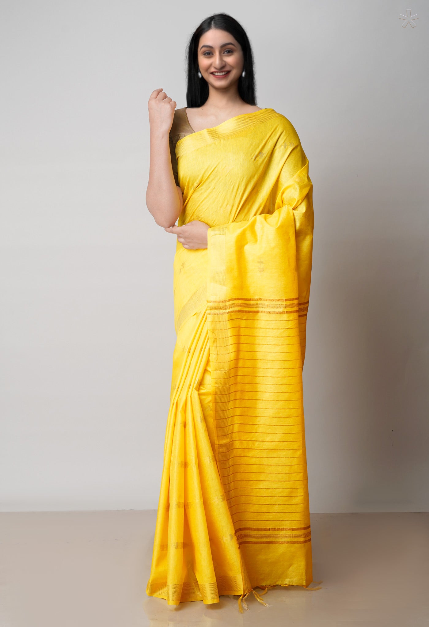 Yellow  Chanderi Sico Saree-UNM71650