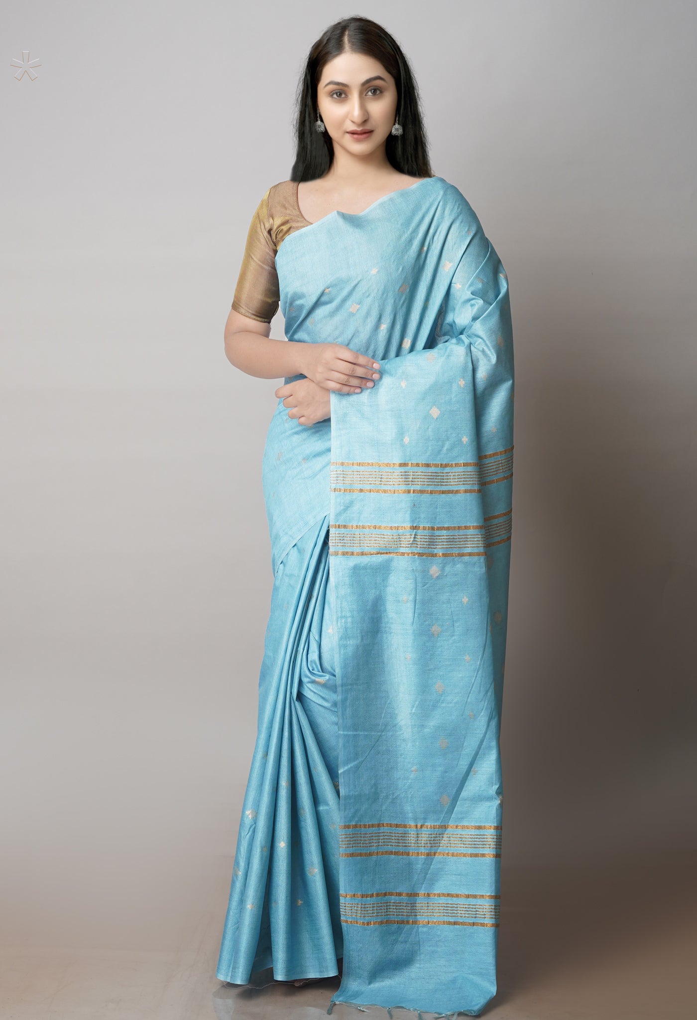 Sky Blue  Chanderi Sico Saree-UNM71658