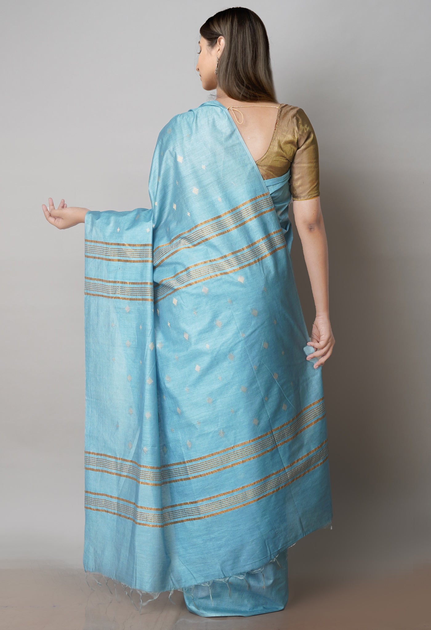 Sky Blue  Chanderi Sico Saree-UNM71658