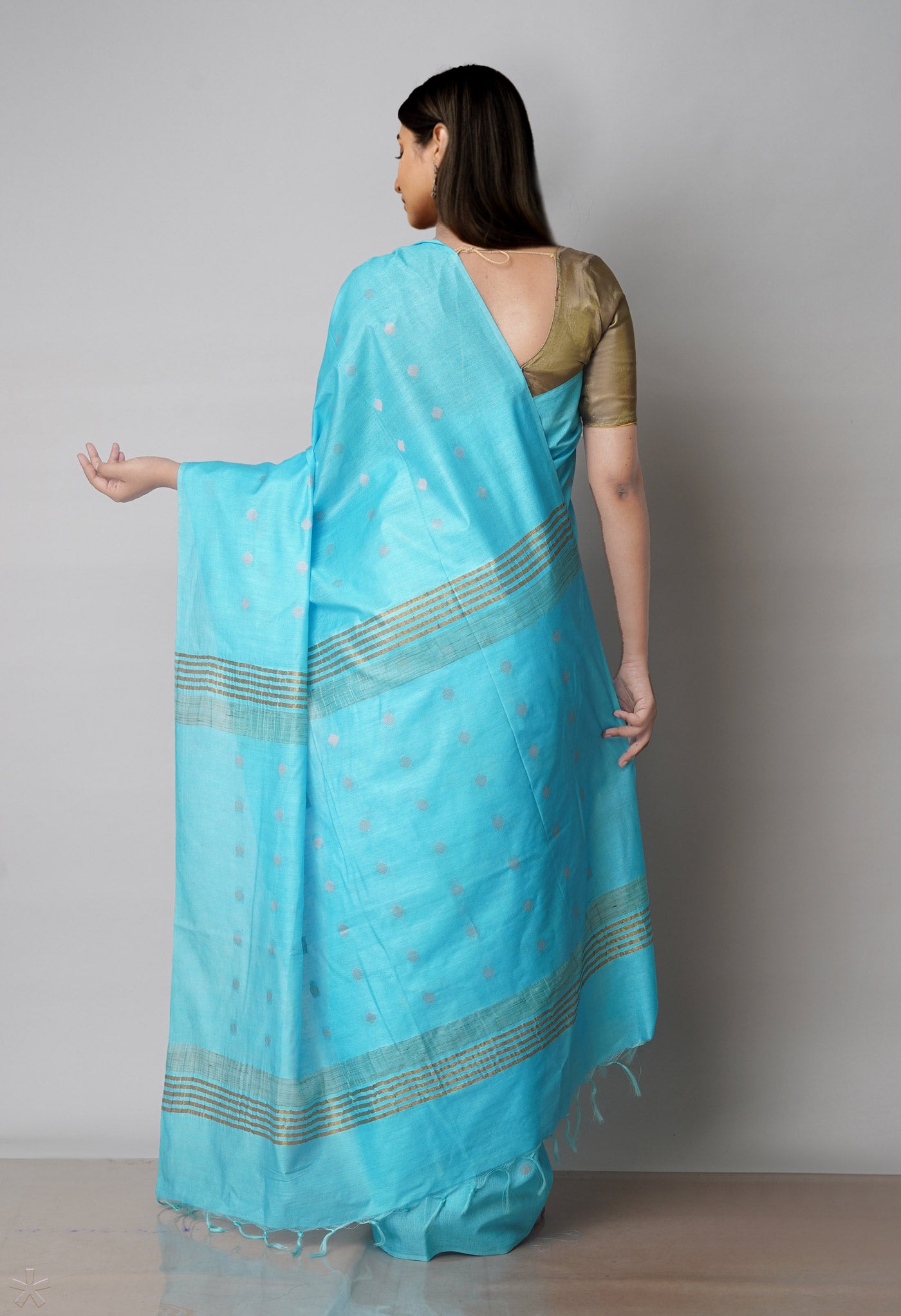 Sky Blue  Chanderi Sico Saree-UNM71669