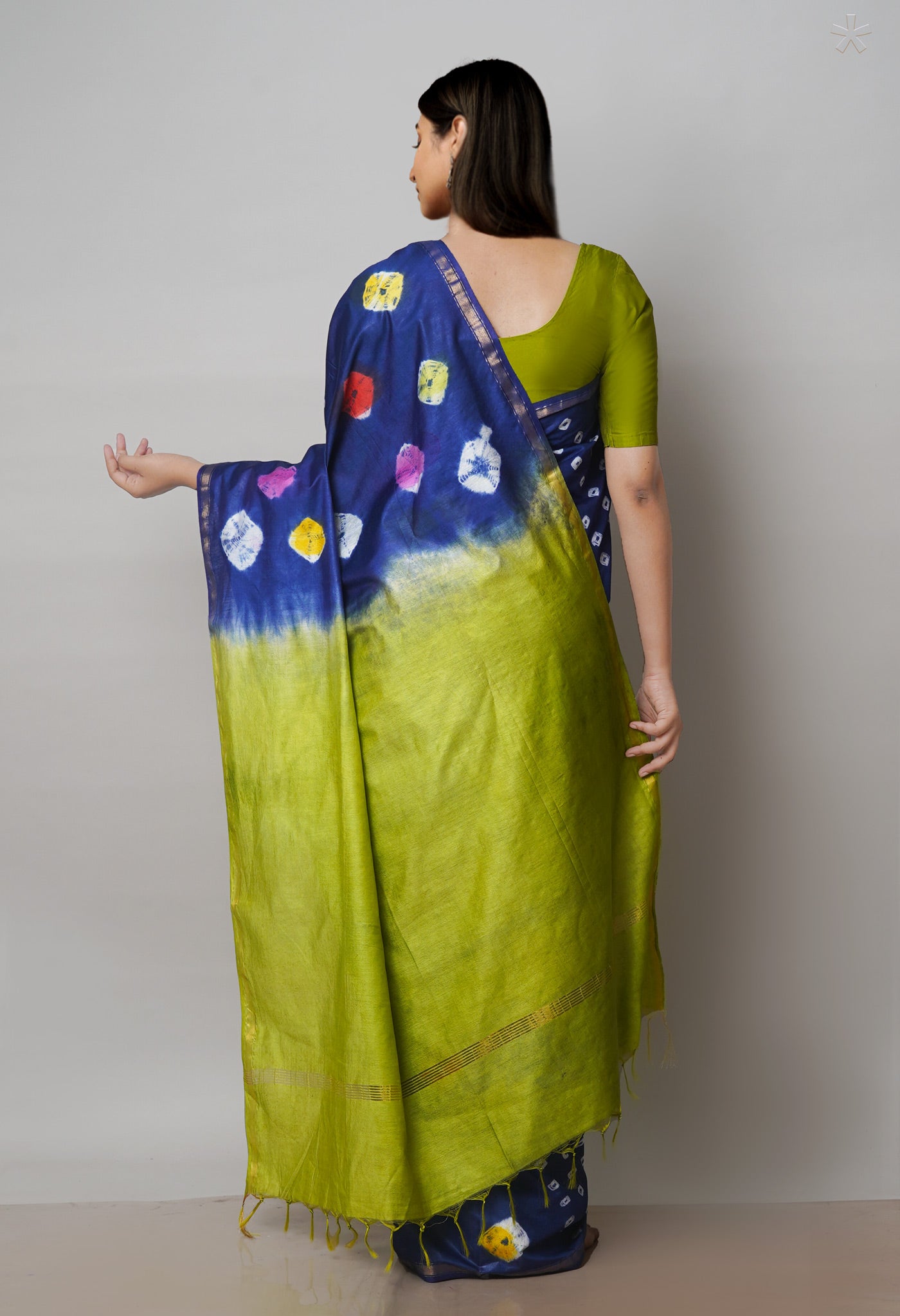 Blue  Batik Printed Chanderi Sico Saree-UNM71686