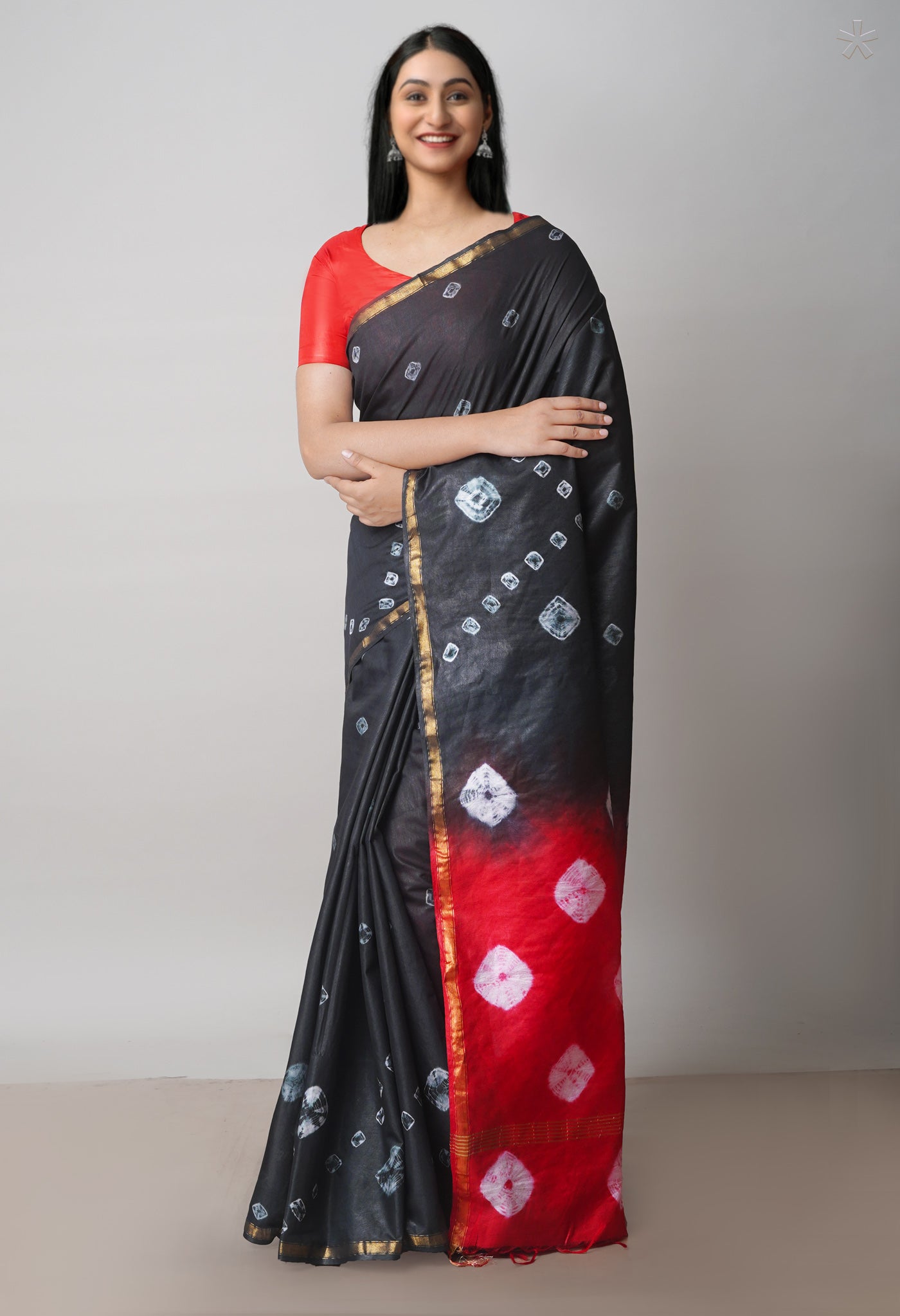 Black  Batik Printed Chanderi Sico Saree-UNM71690