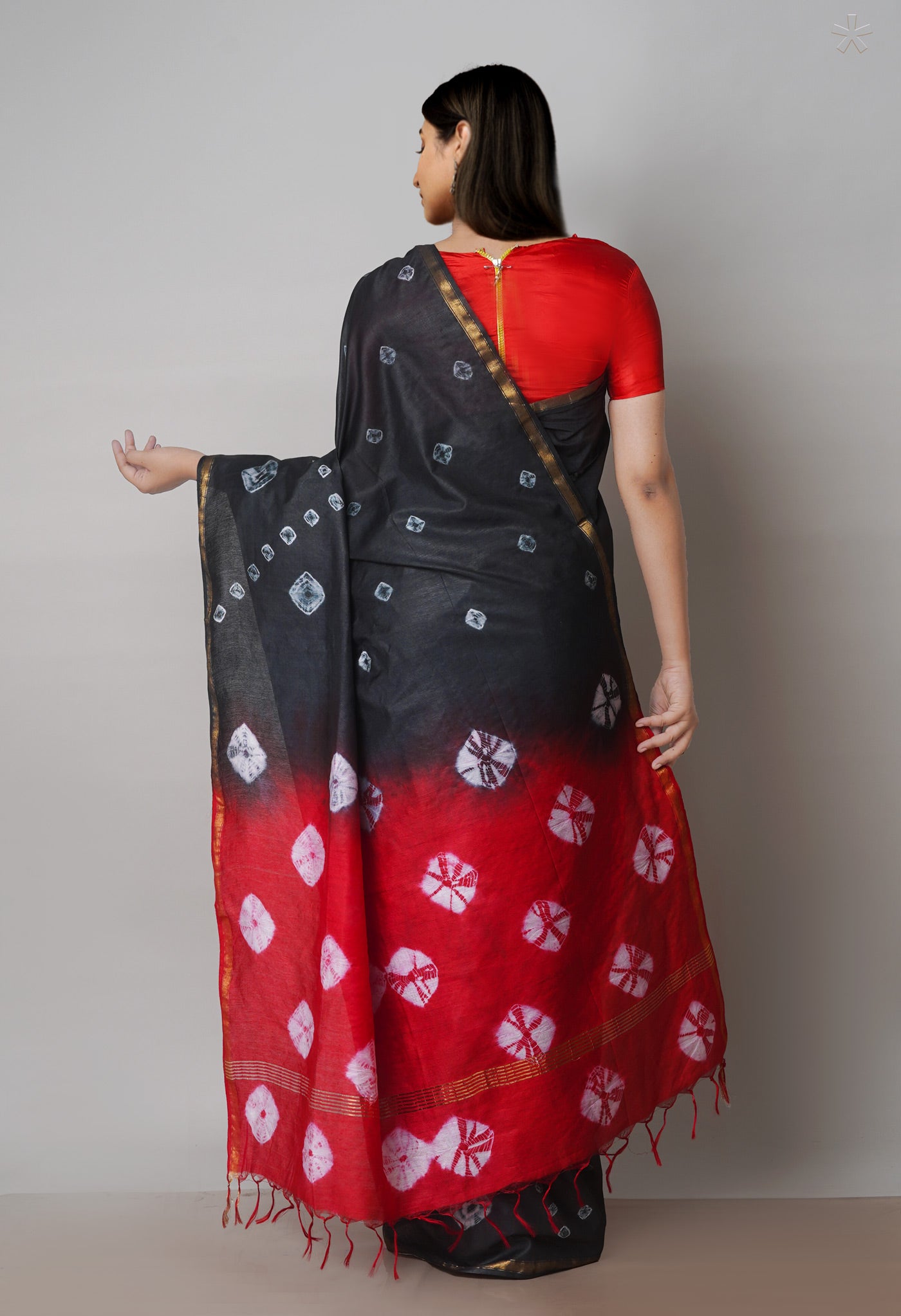 Black  Batik Printed Chanderi Sico Saree-UNM71690