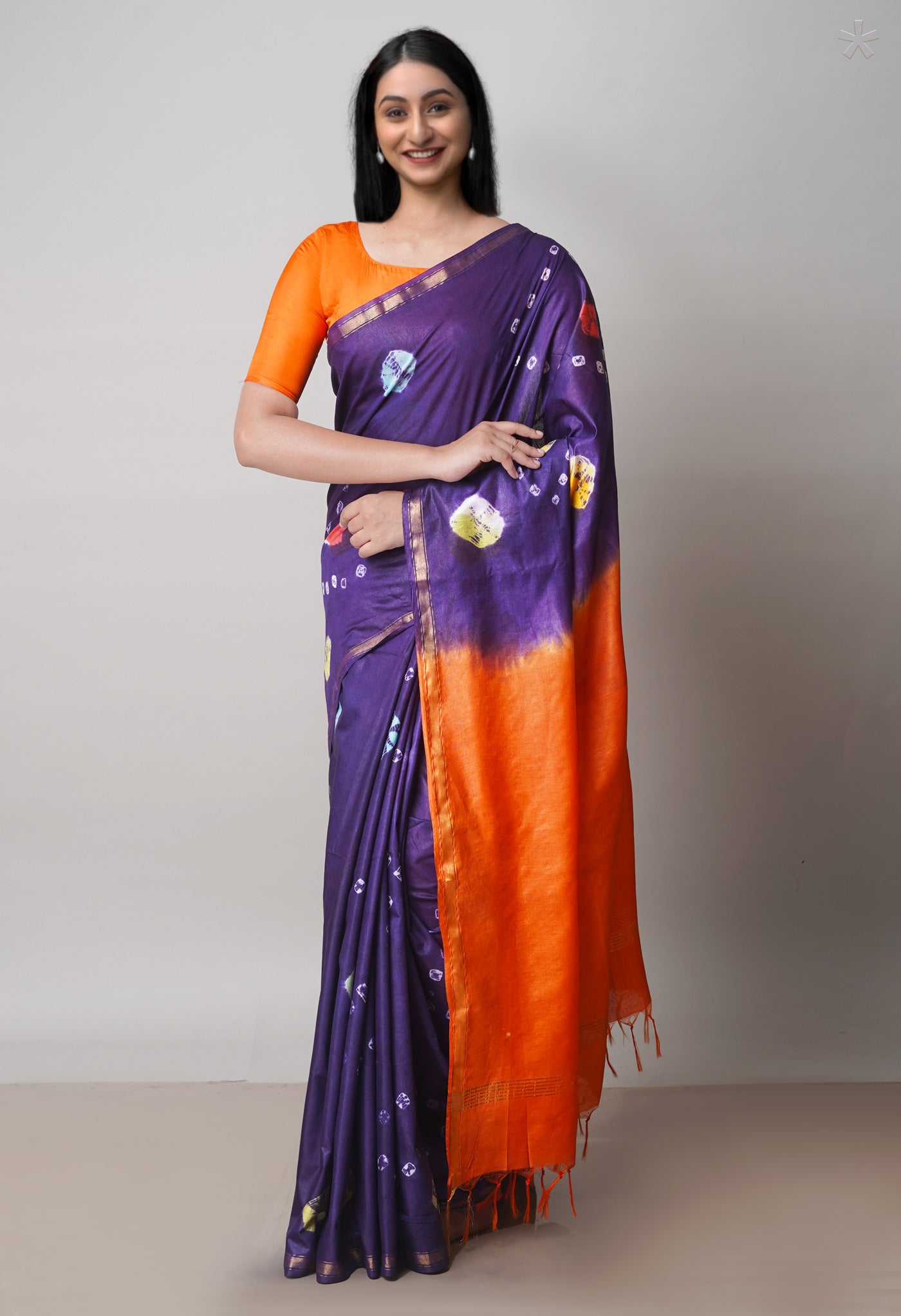 Violet  Batik Printed Chanderi Sico Saree-UNM71695