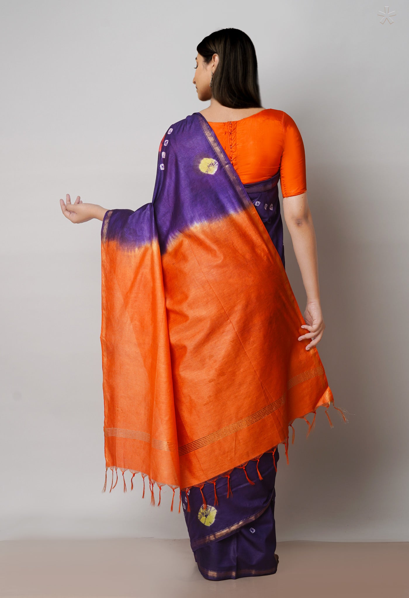 Violet  Batik Printed Chanderi Sico Saree-UNM71695